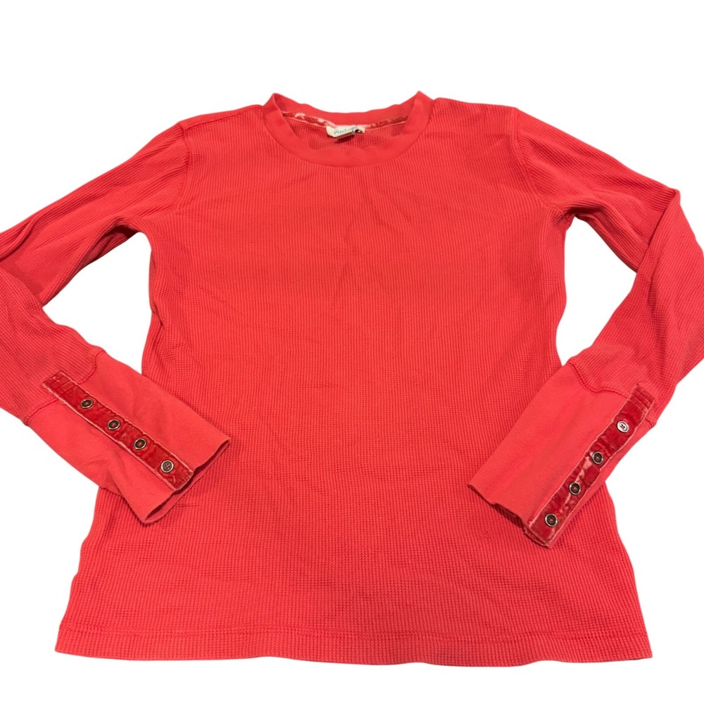 Sundance Roseanne Waffle Thermal Long Sleeve Tee Red SM Cottagecore Boho Velvet